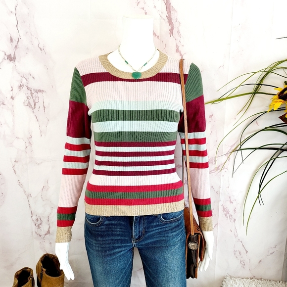 Parker gold shimmer trim ribbed sweater - Picture 3 of 9